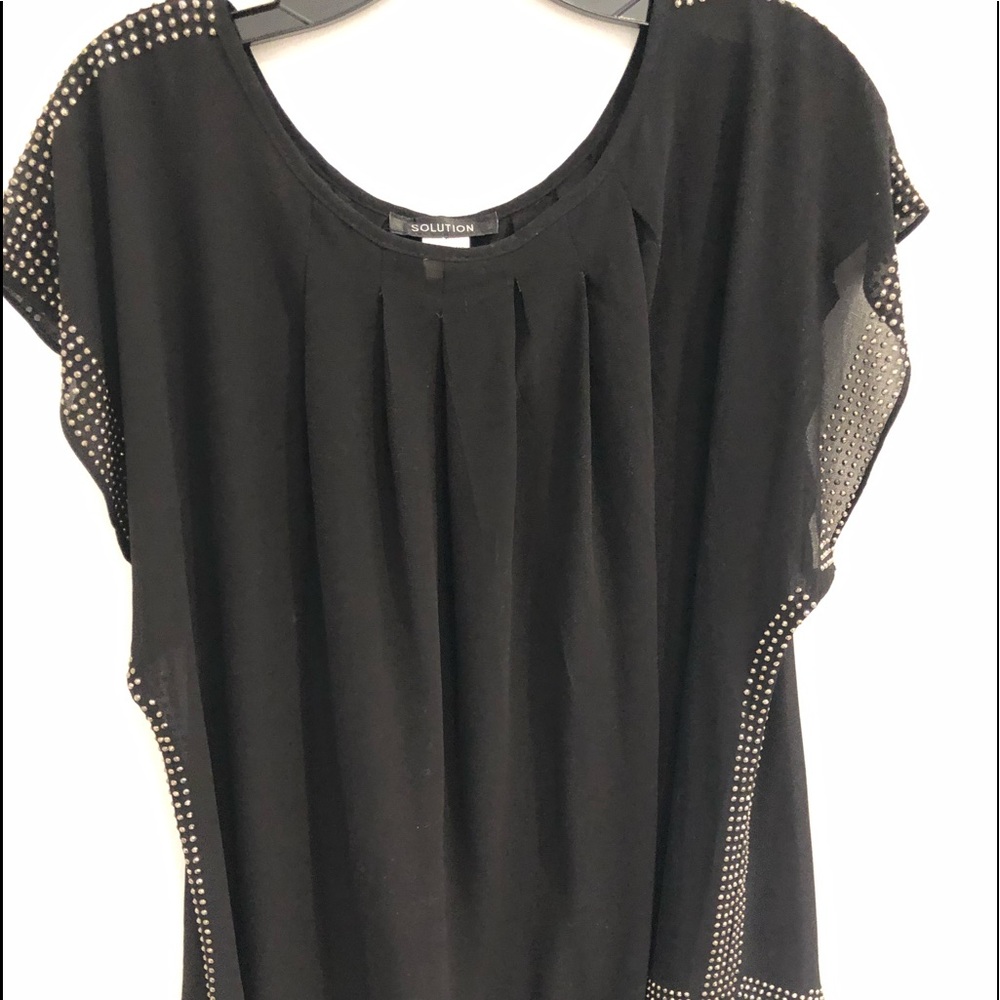 Solution Ladies Short Sleeve Sheer Blouse Top S